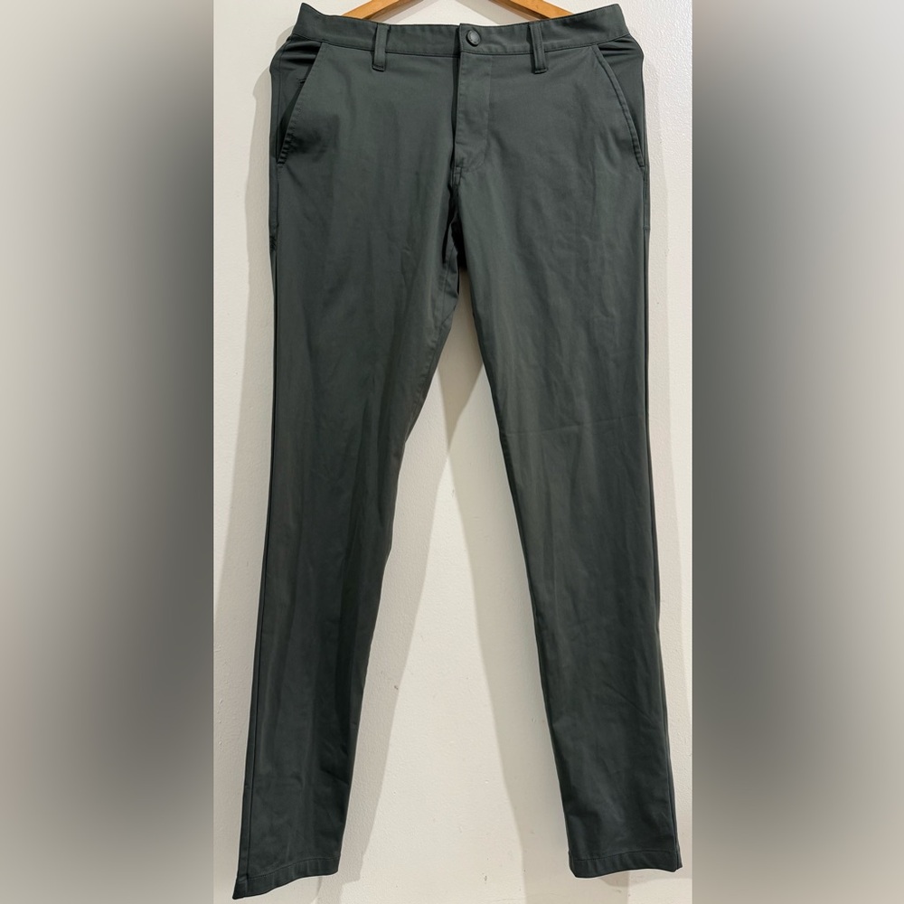 RHONE Men's Dark Olive Straight-Leg Performance Pants